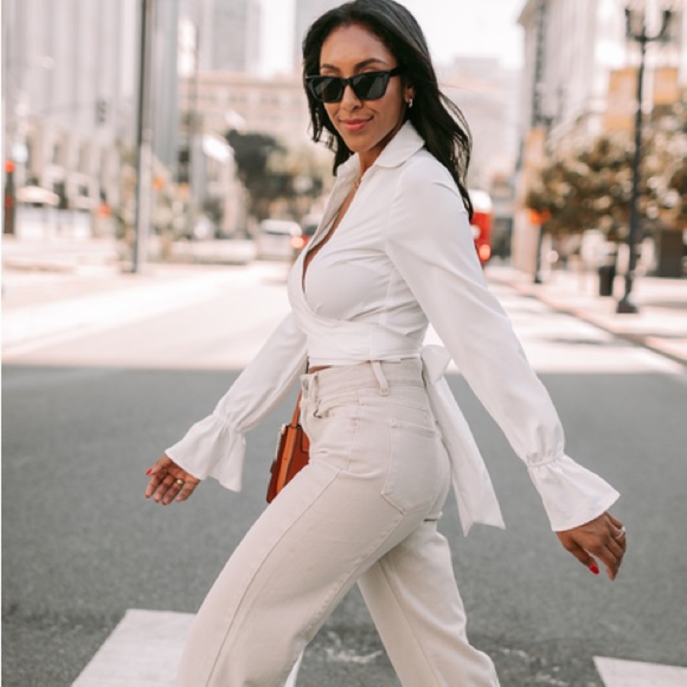 Amaryllis White Wrap Blouse